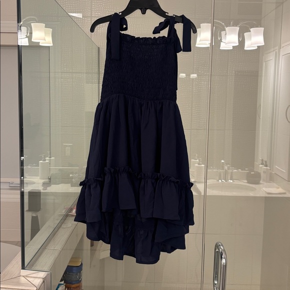Other - Girls Navy Tie-Shoulder Smocked High Low Sundress